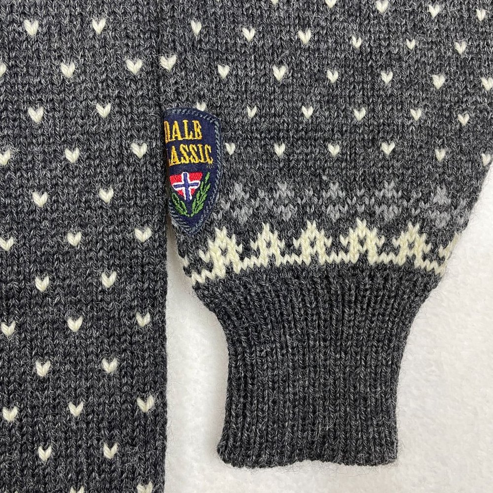 Dale Of Norway Mens Nowegian Wool Fair Isle Reindeer Sweater Size L Clasp Thick - Picture 6 of 12